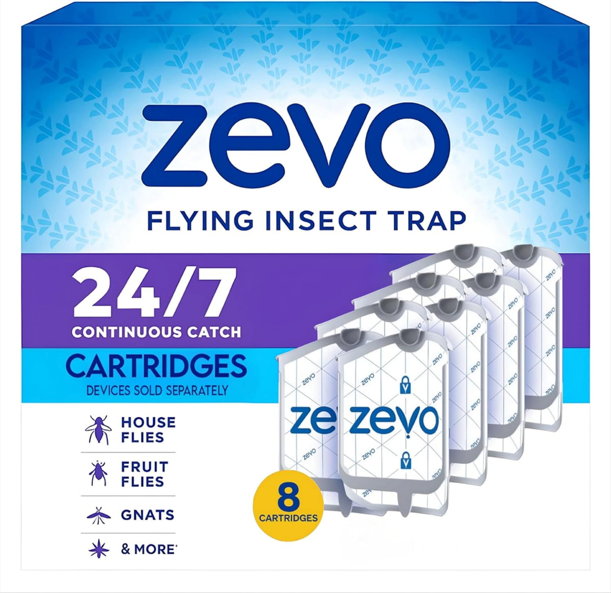 Zevo Indoor Flying Bug Trap Refills | Indoor Fly, Gnat & Insect Lure – 8 Refills Pack